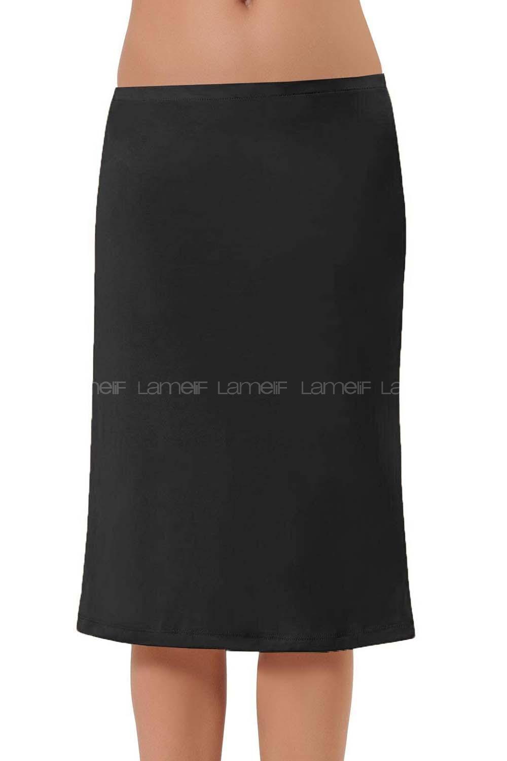Lamelif Dizaltı Etek Jıpon Siyah