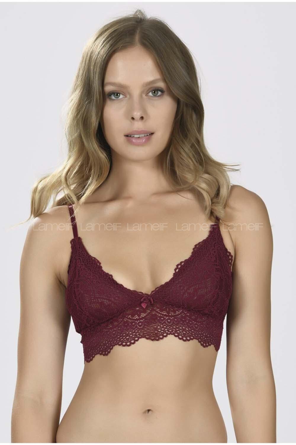 Modalamelif Premium İnce Askılı Dantelli Bralet Sütyen Bordo