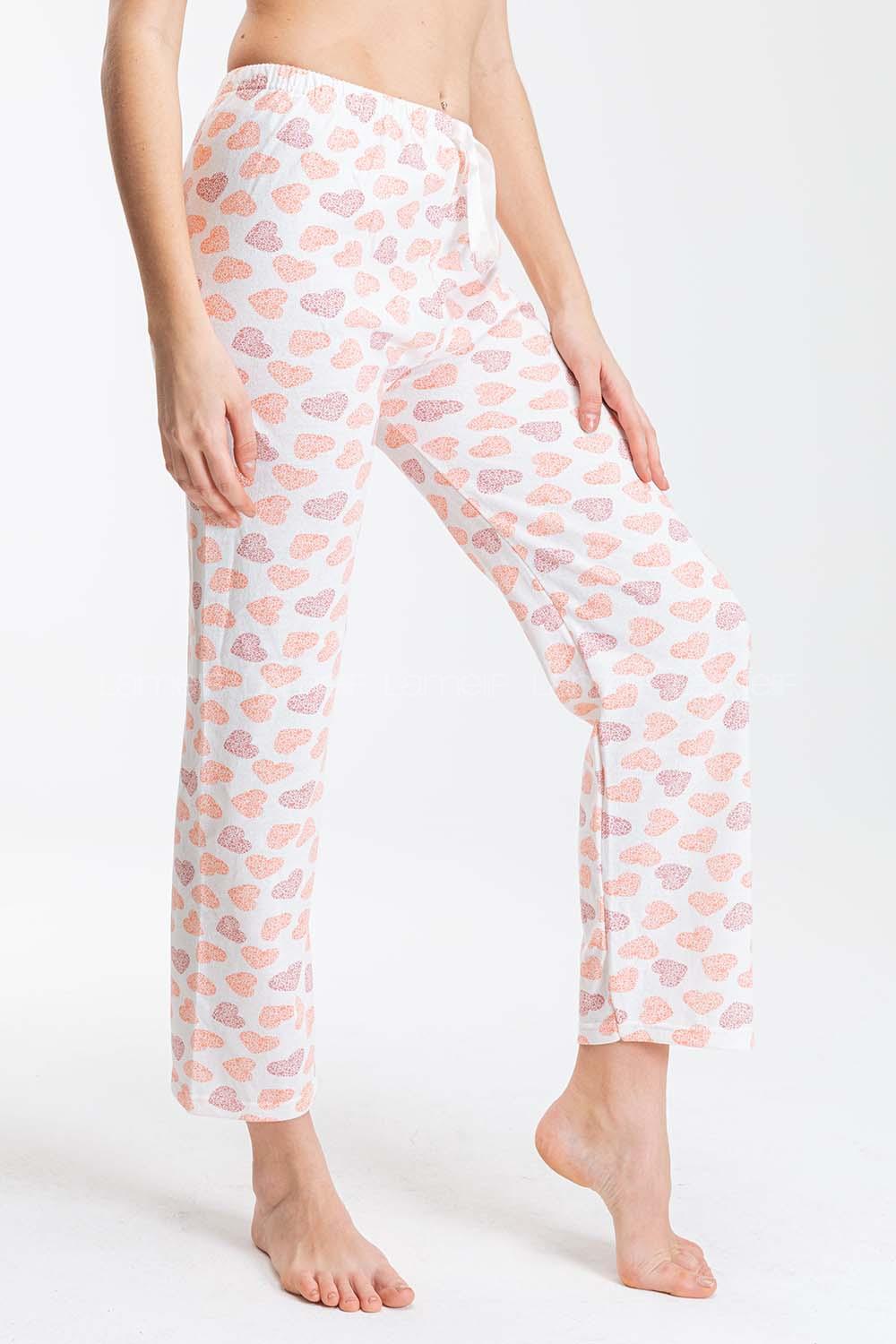 Modalamelif Kalp Desenli Pijama Altı Ekru