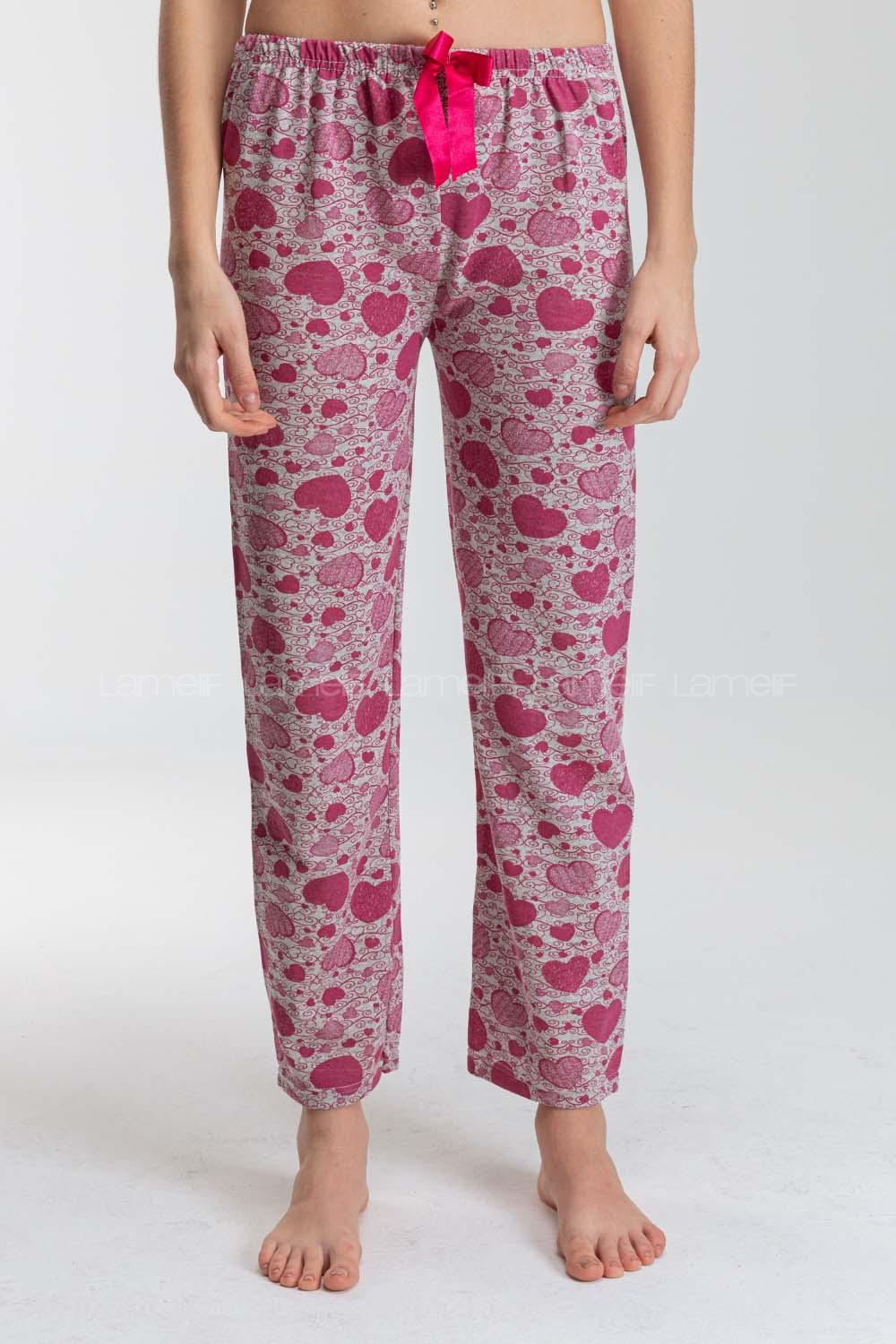 Modalamelif Kalp Desenli Pijama Altı Fuşya