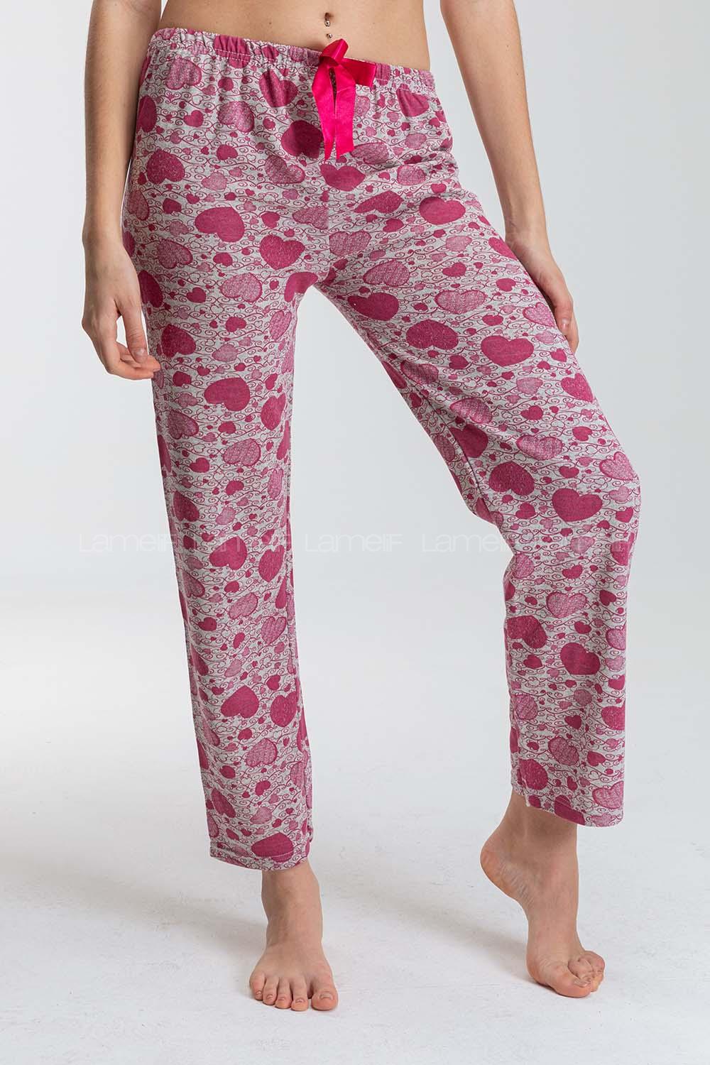 Modalamelif Kalp Desenli Pijama Altı Fuşya