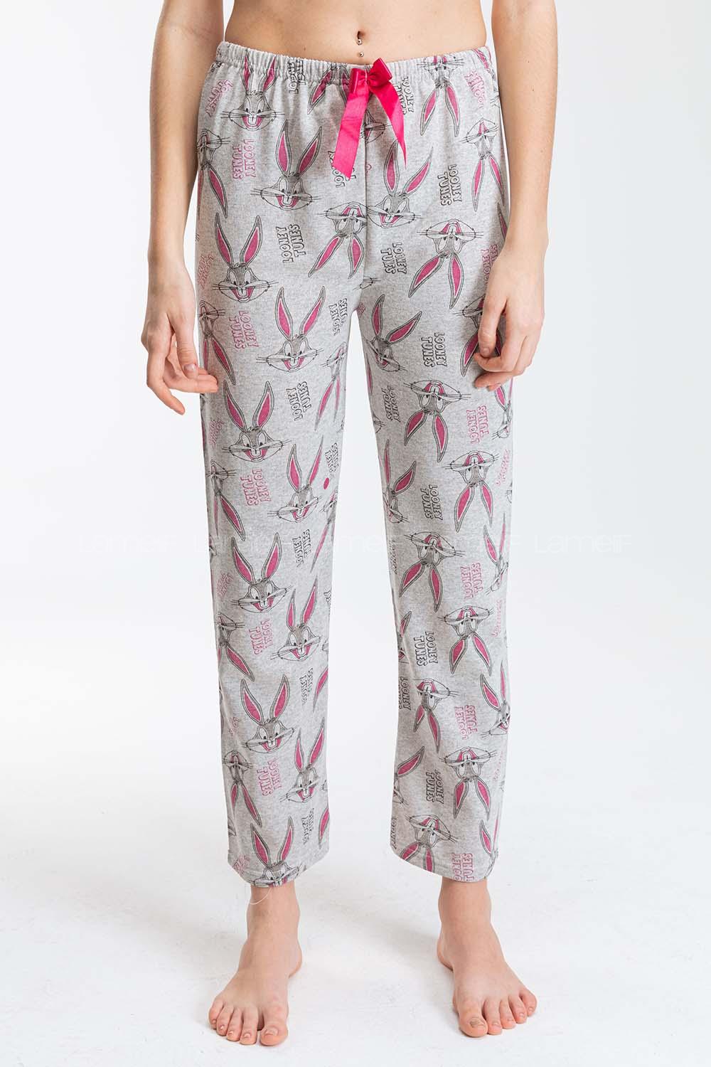 Modalamelif Karikatür Desenli Pijama Altı Gri