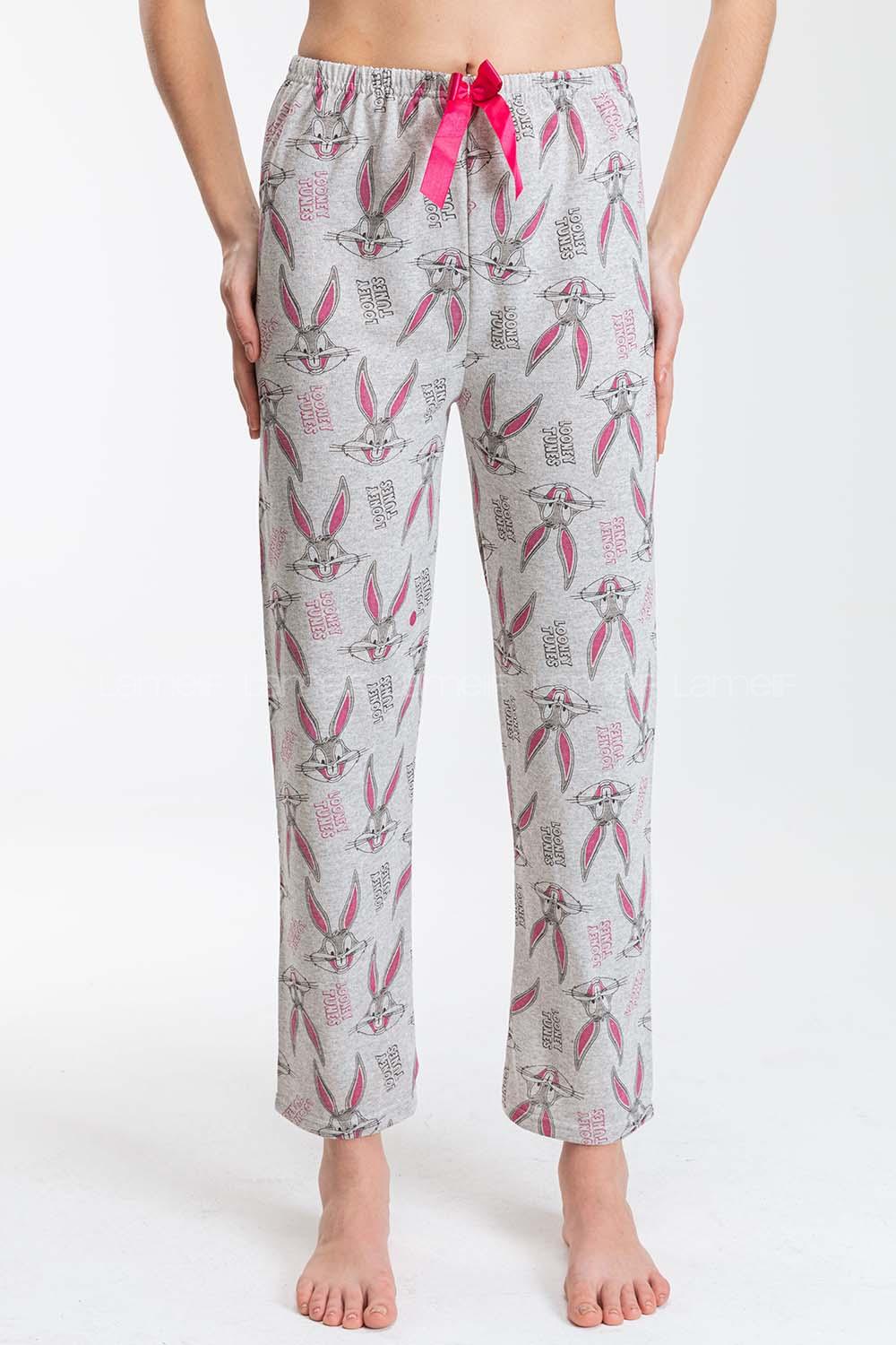 Modalamelif Karikatür Desenli Pijama Altı Gri
