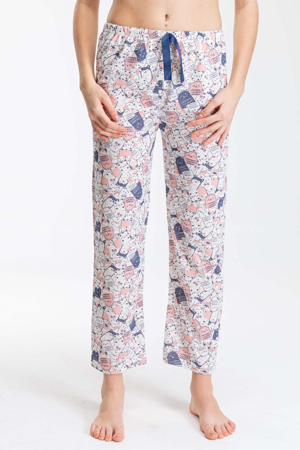 Modalamelif Kalp Desenli Pijama Altı Saks Mavisi