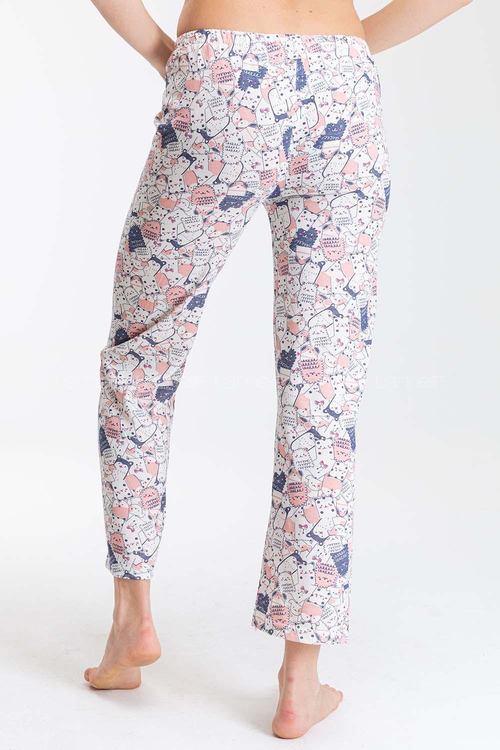 Modalamelif Kalp Desenli Pijama Altı Saks Mavisi