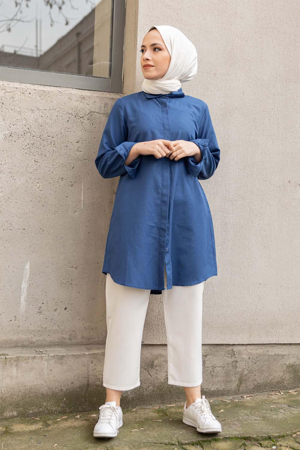 Modalamelif Boyfriend Gömlek İndigo