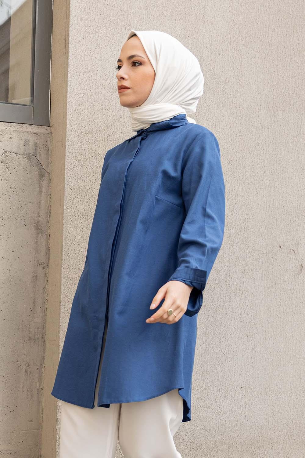 Modalamelif Boyfriend Gömlek İndigo