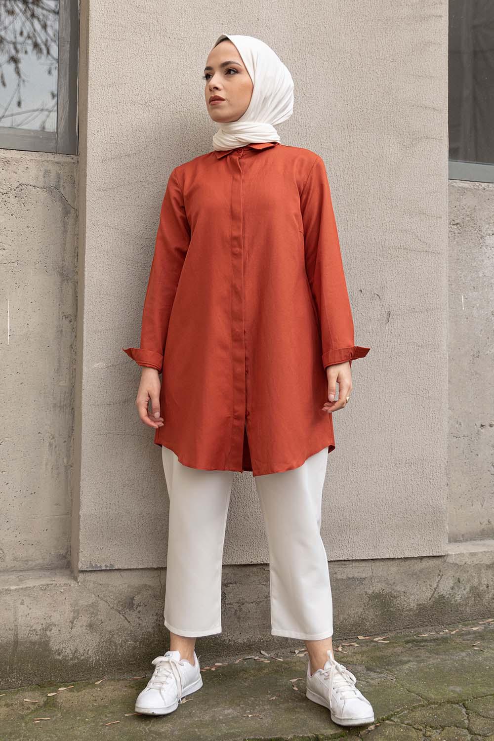 Modalamelif Boyfriend Gömlek Kiremit