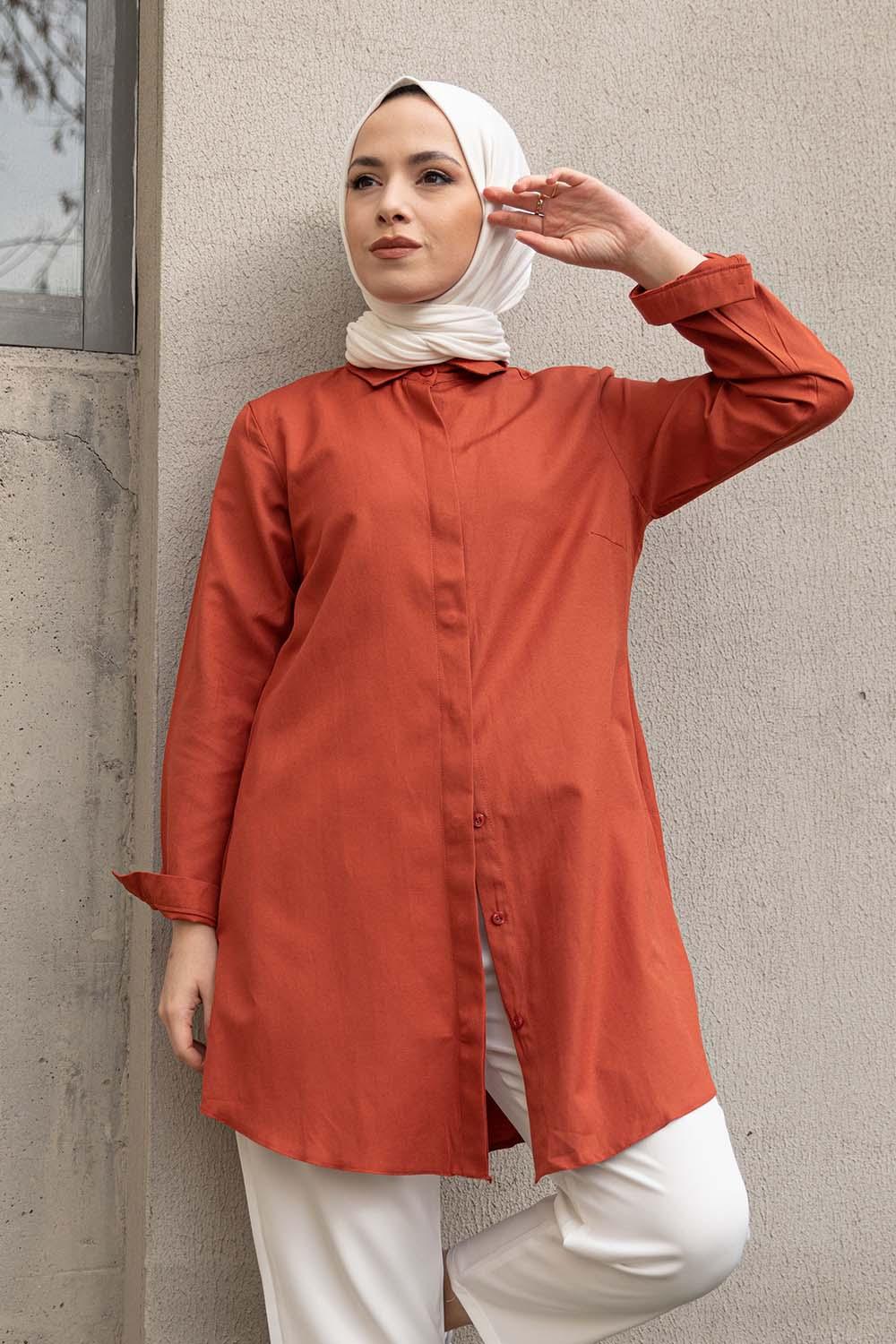 Modalamelif Boyfriend Gömlek Kiremit