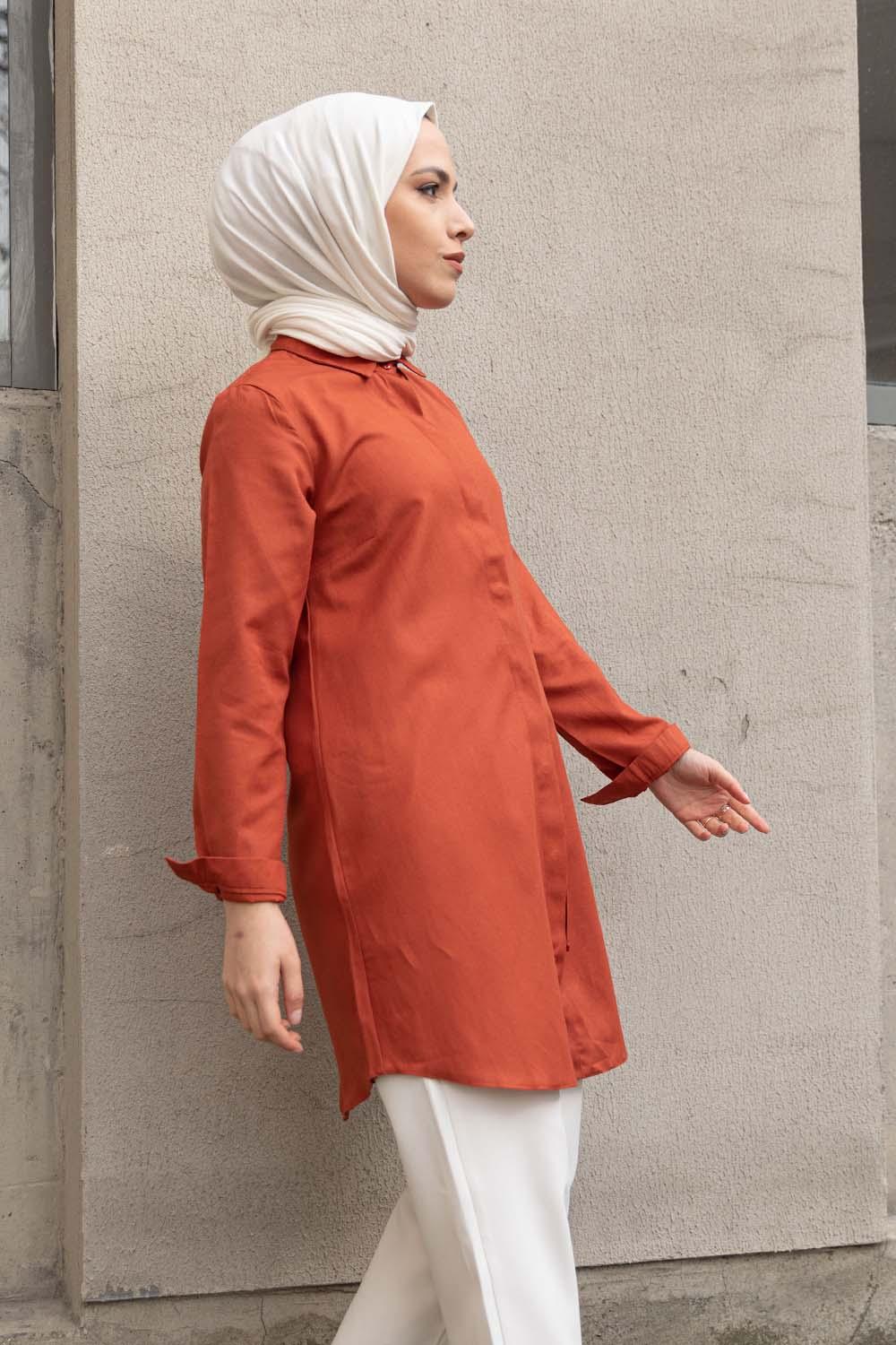 Modalamelif Boyfriend Gömlek Kiremit