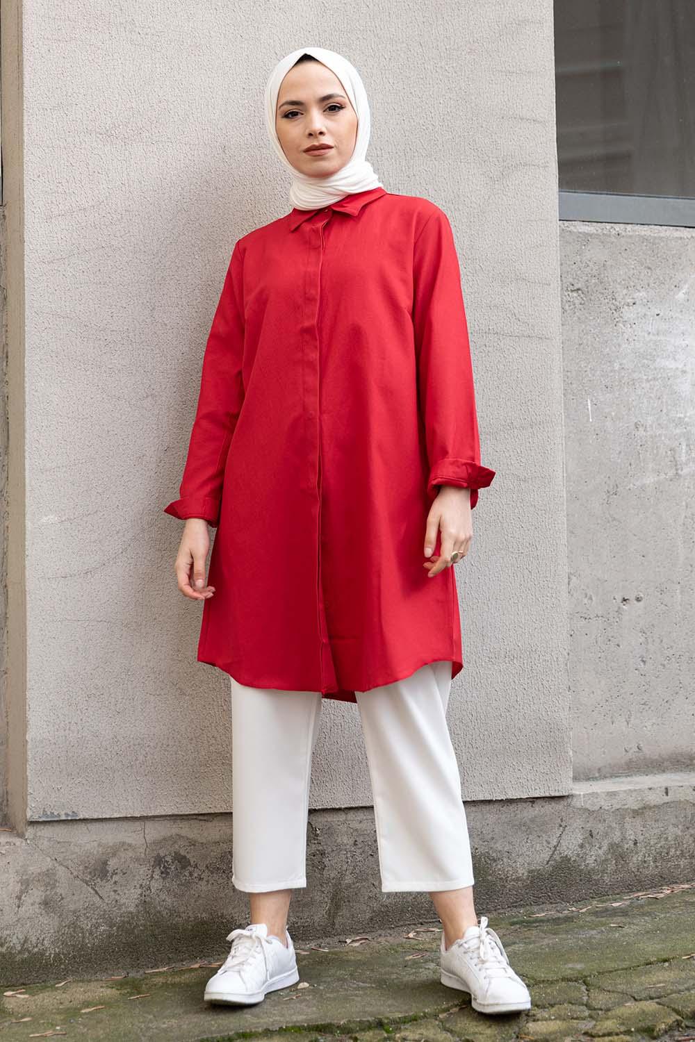 Modalamelif Boyfriend Gömlek Kırmızı