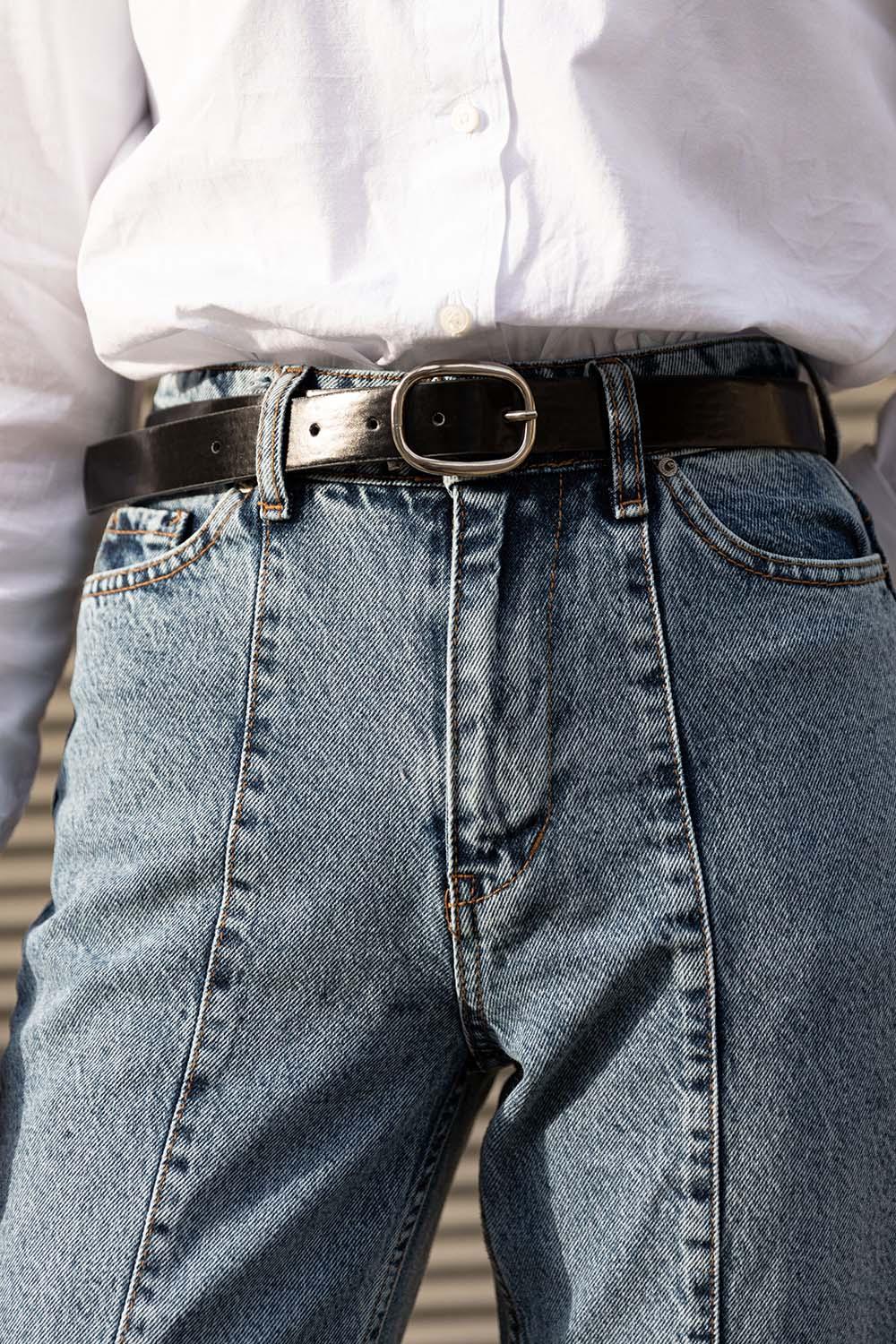 Modalamelif ElipsTokalı Gümüş Kemer Siyah