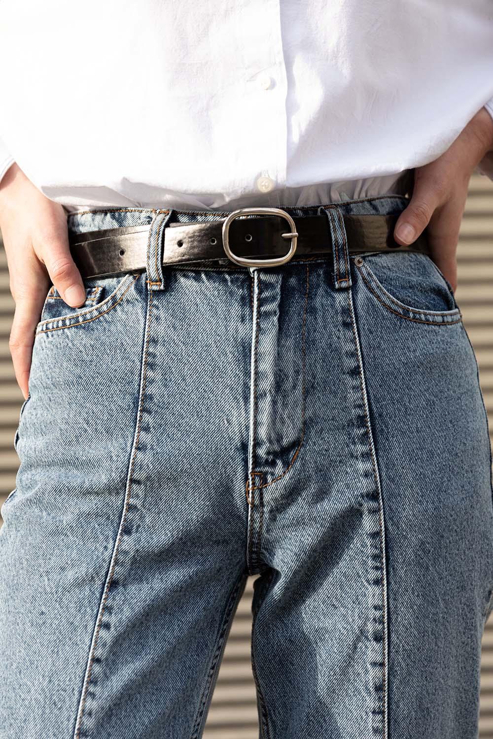 Modalamelif ElipsTokalı Gümüş Kemer Siyah