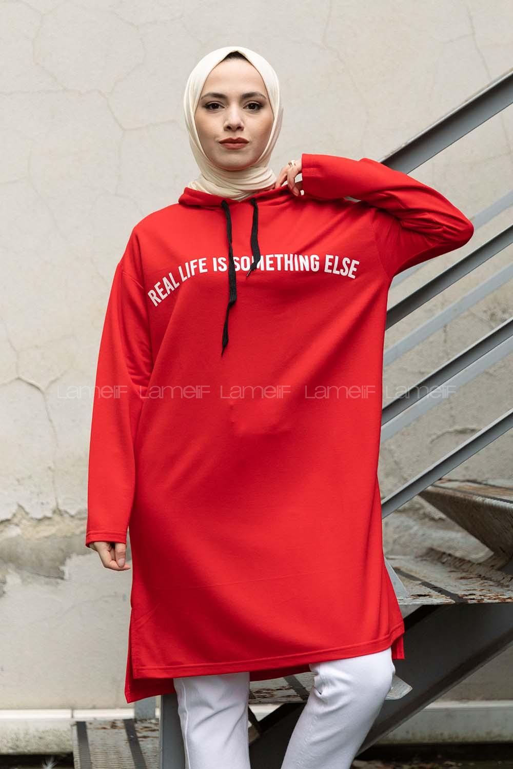 Modalamelif Kırmızı Real Baskılı Sweat