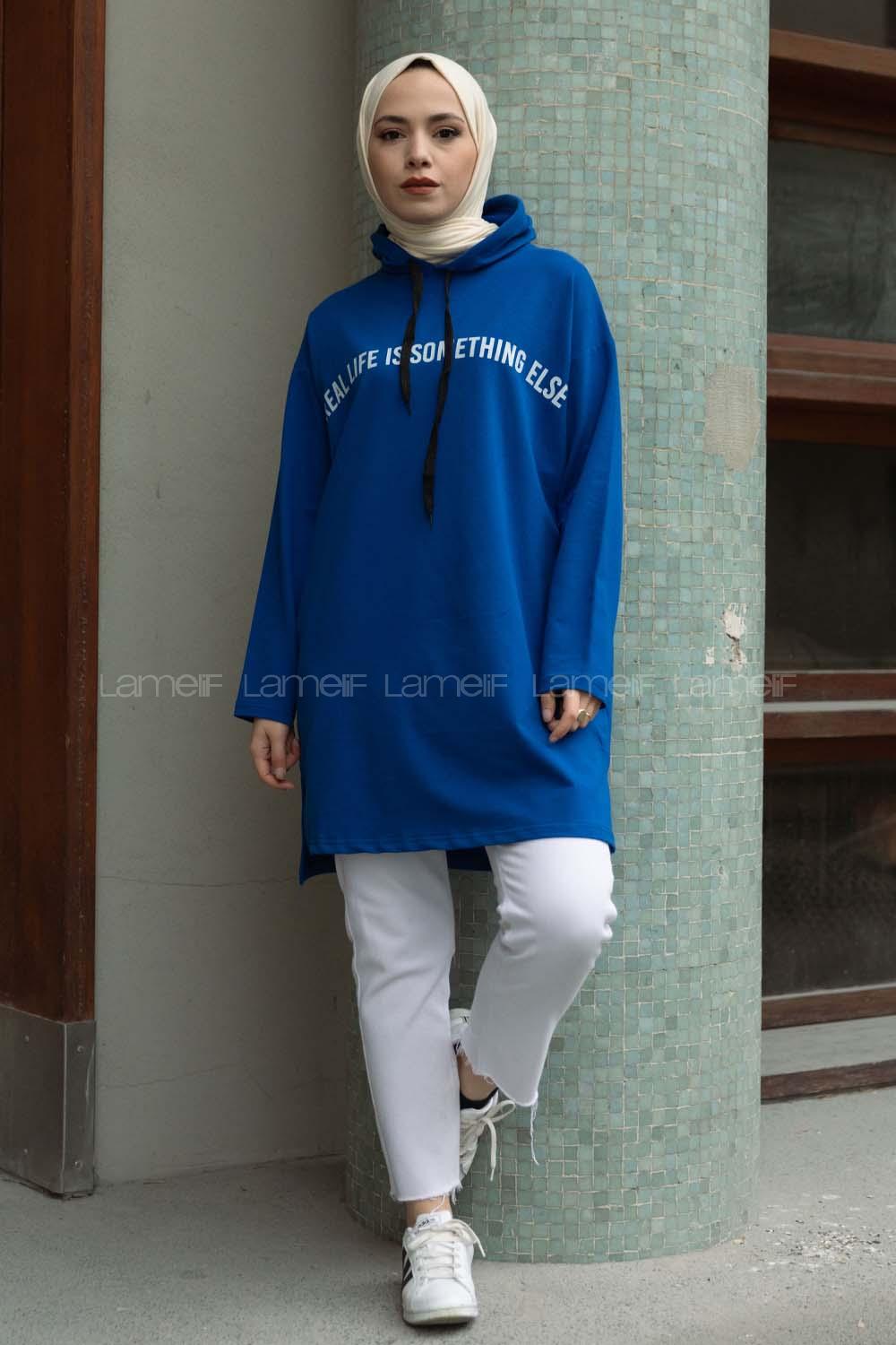 Modalamelif Mavi Real Baskılı Sweat