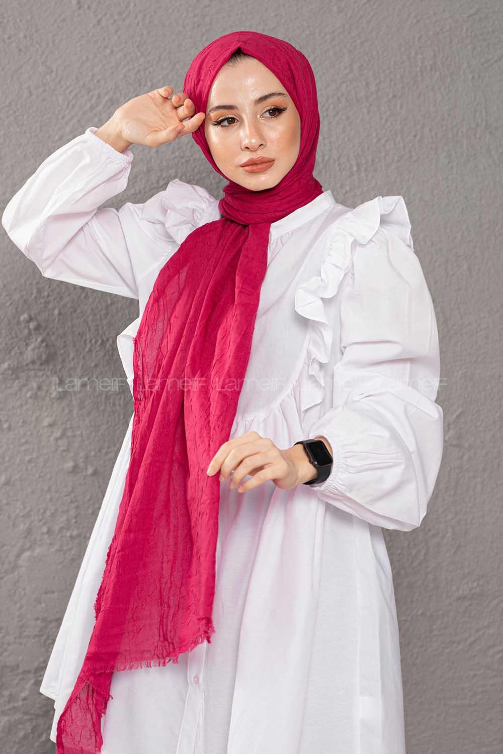 Modalamelif Kraşite Fuşya   Pamuk Şal