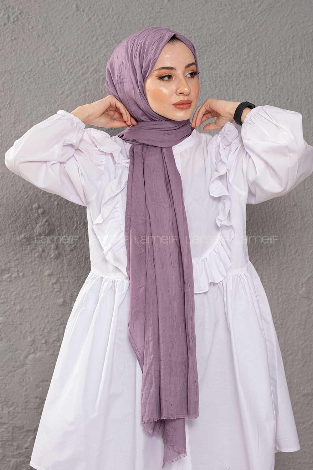 Modalamelif  Kraşite Koyu Lila  Pamuk Şal