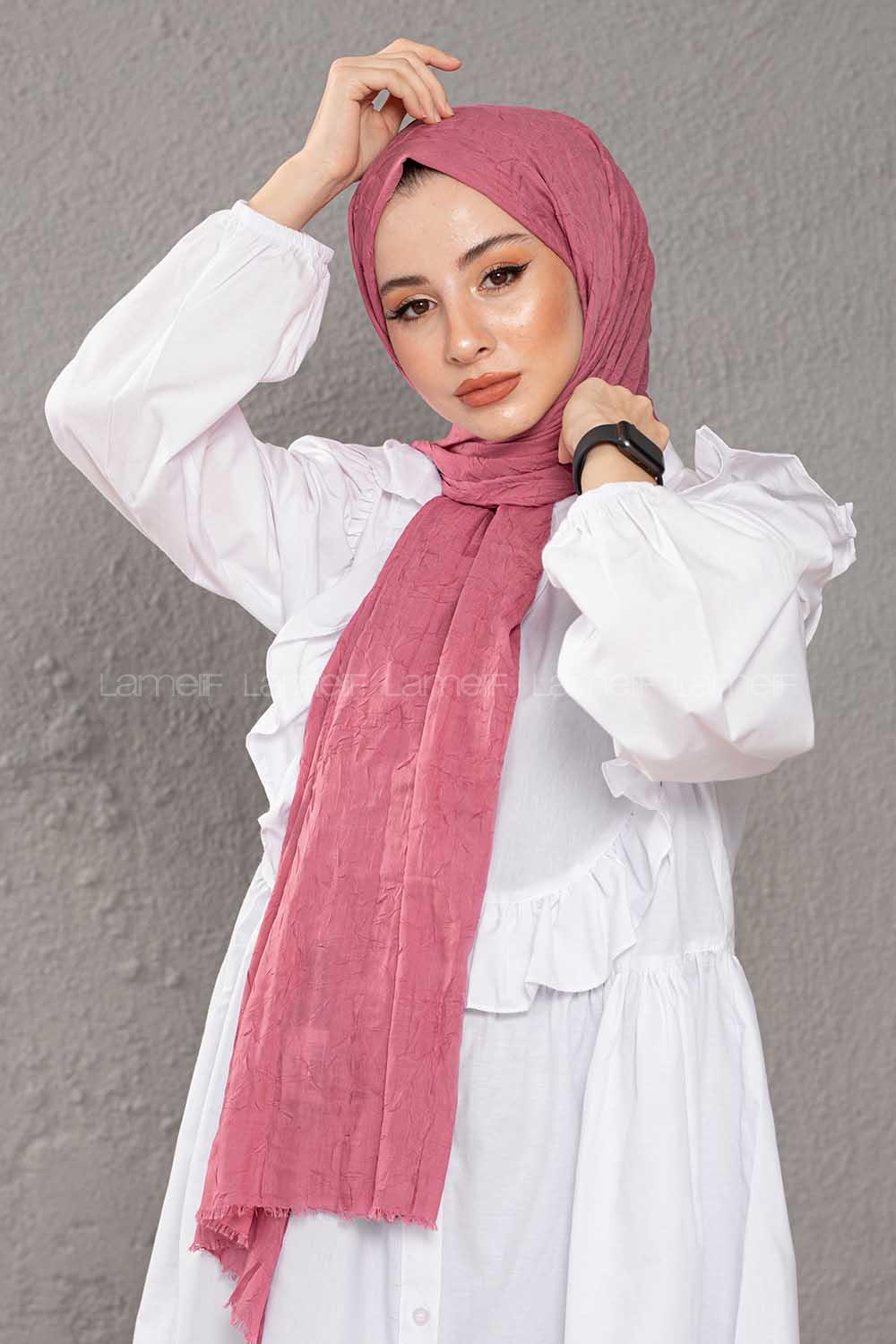 Modalamelif Kraşite  Koyu Pudra  Pamuk Şal