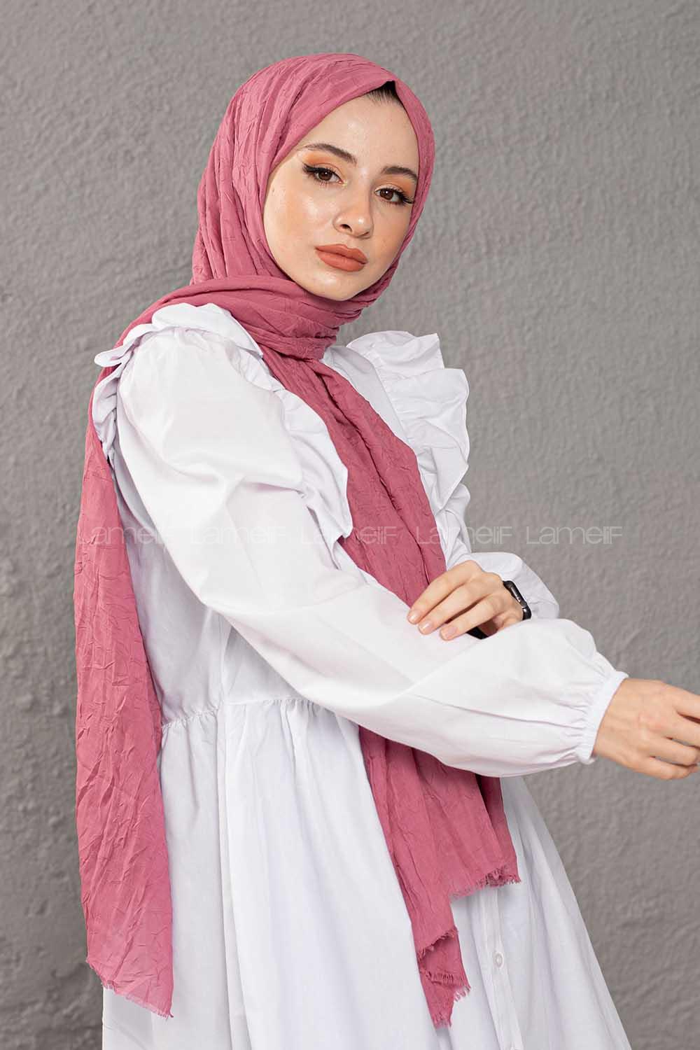 Modalamelif Kraşite  Koyu Pudra  Pamuk Şal