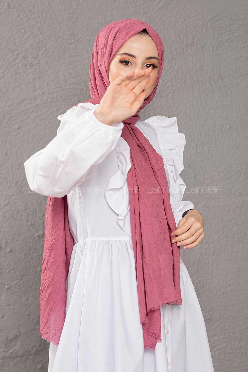Modalamelif Kraşite  Koyu Pudra  Pamuk Şal