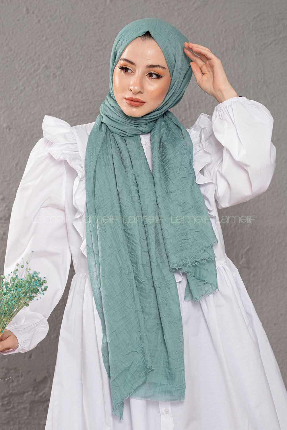 Modalamelif Kraşite  Pastel Yeşili   Pamuk Şal