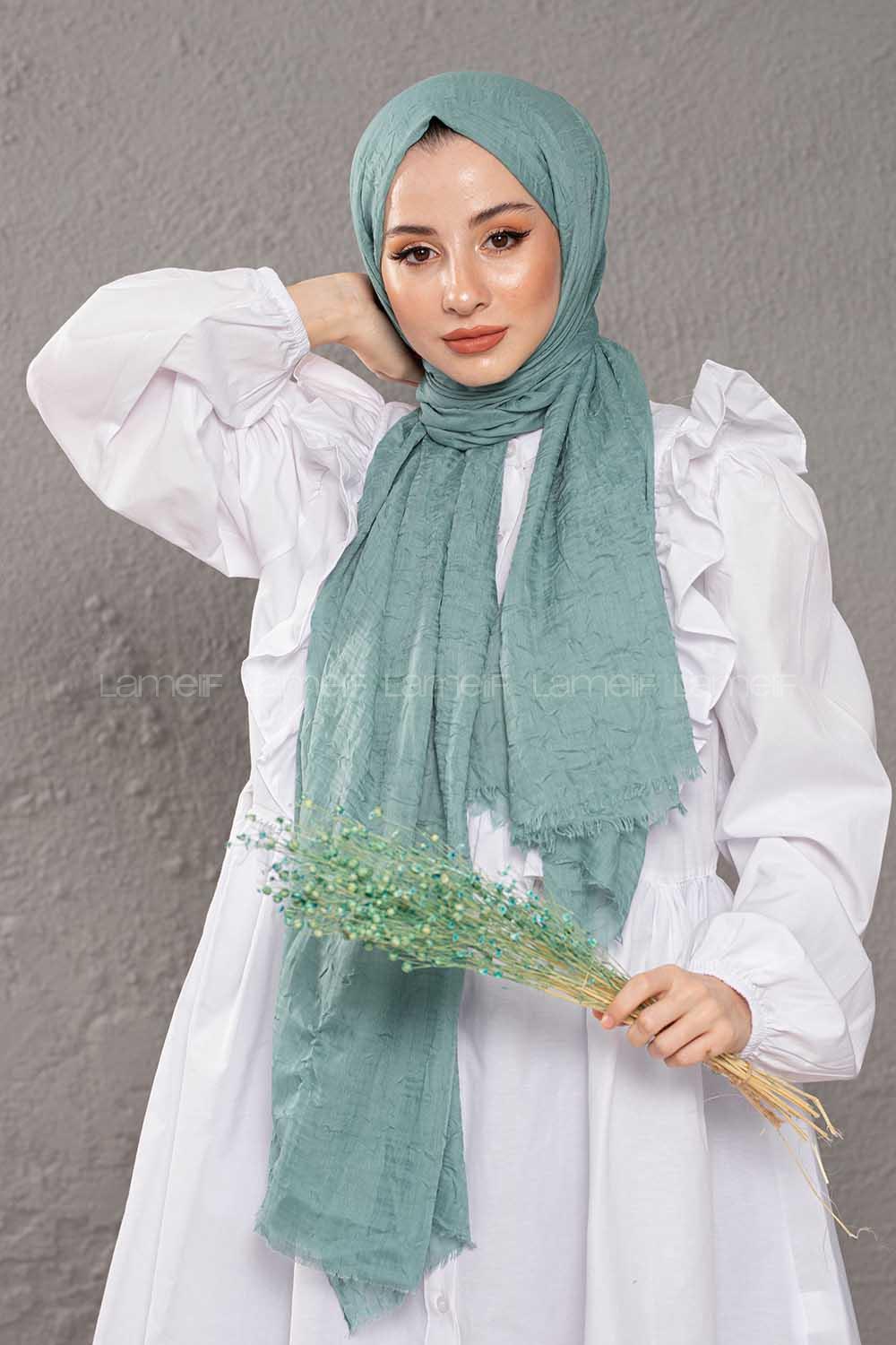 Modalamelif Kraşite  Pastel Yeşili   Pamuk Şal