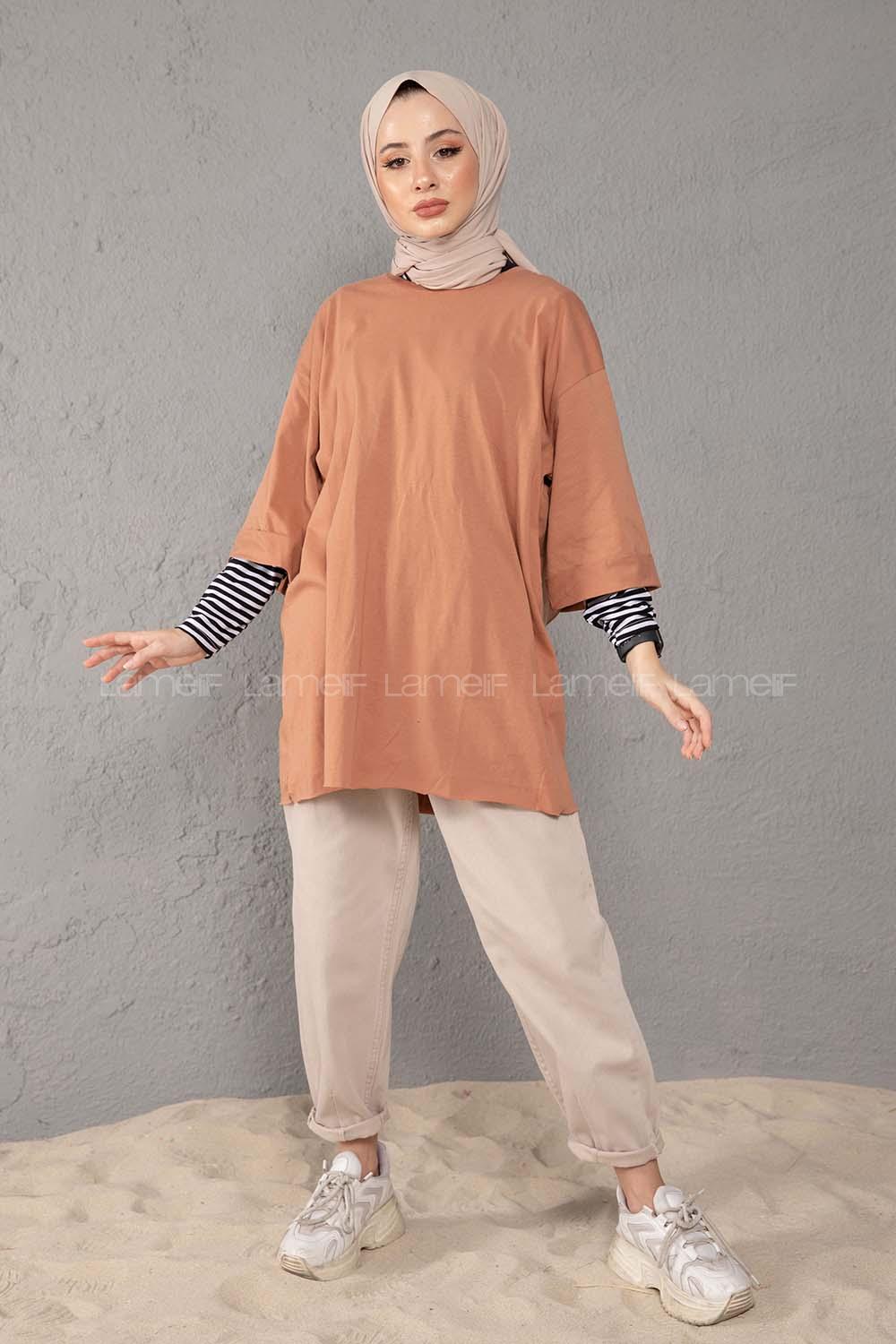 Modalamelif Yarım Kol Tişort Kahve