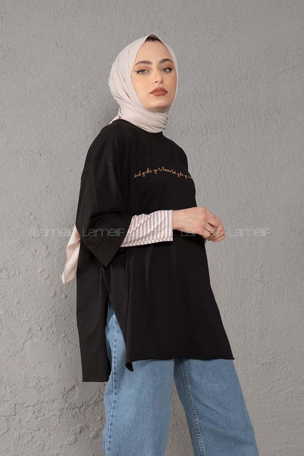 Modalamelif Good Girls Yarım Kol Tshirt Siyah