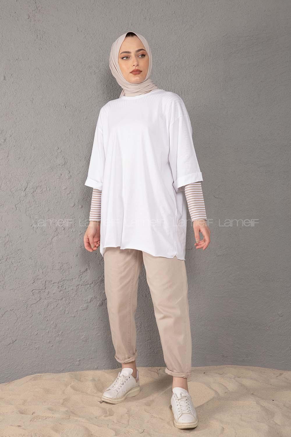 Modalamelif Yarım Kol Tişort Beyaz