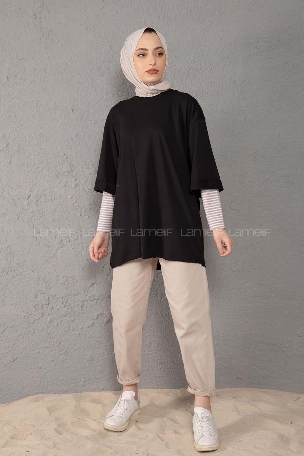 Modalamelif Yarım Kol Tişort Siyah