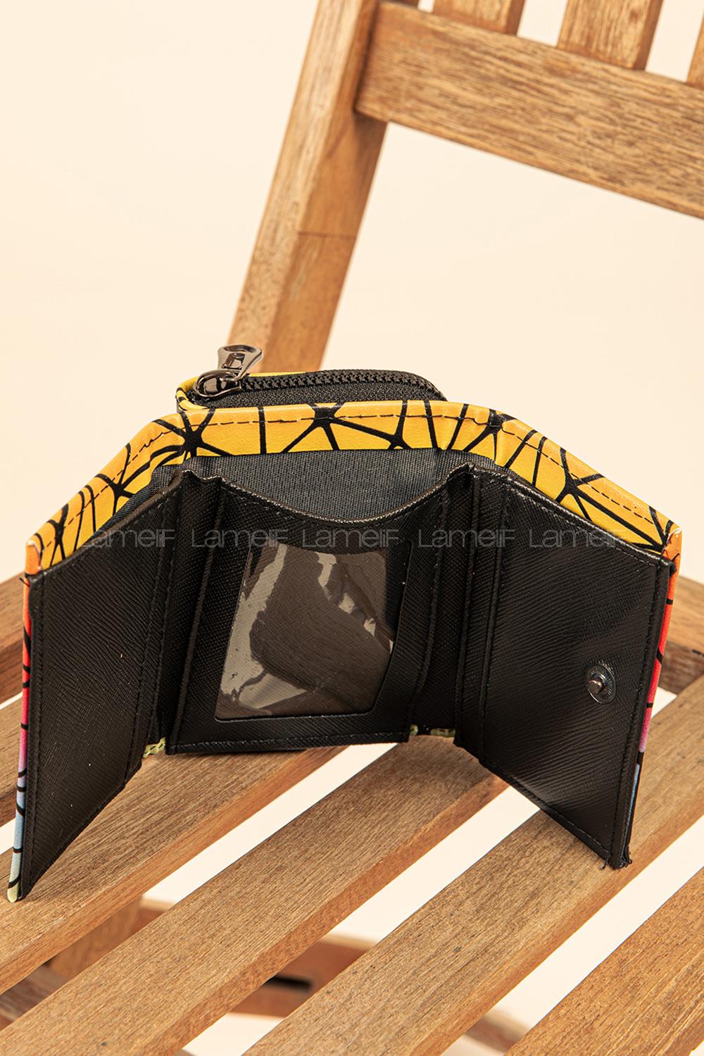 Modalamelif Çok Renkli Cüzdan Sarı Turkuaz