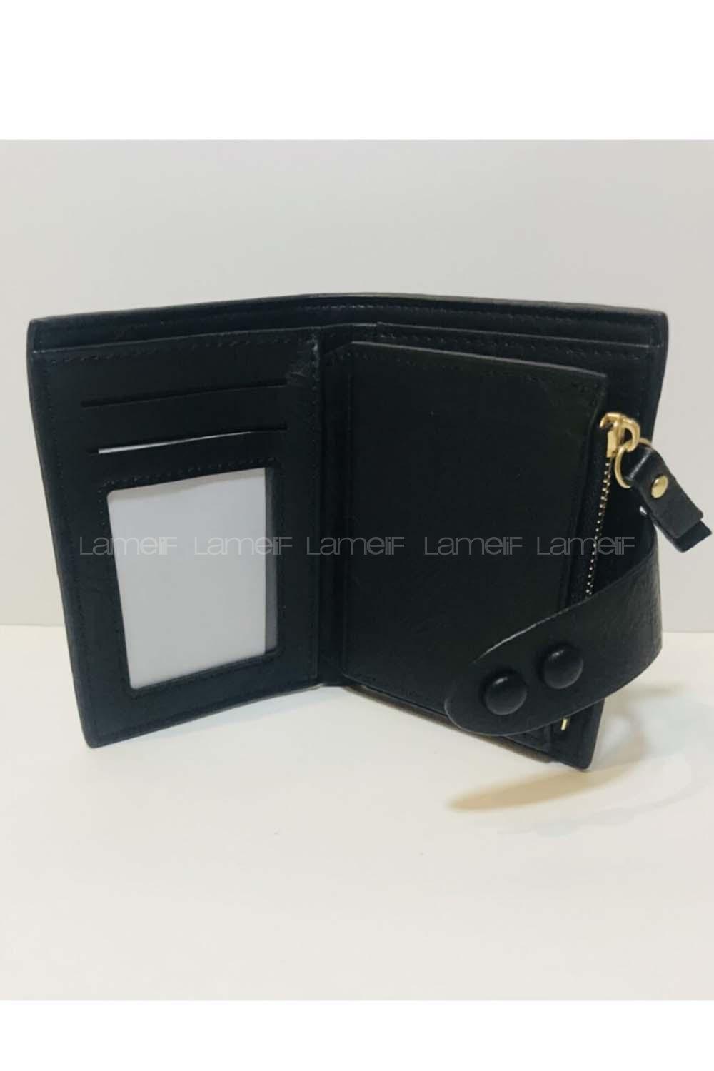 Modalamelif Kadın Hakiki Deri Küçük Siyah Cüzdan