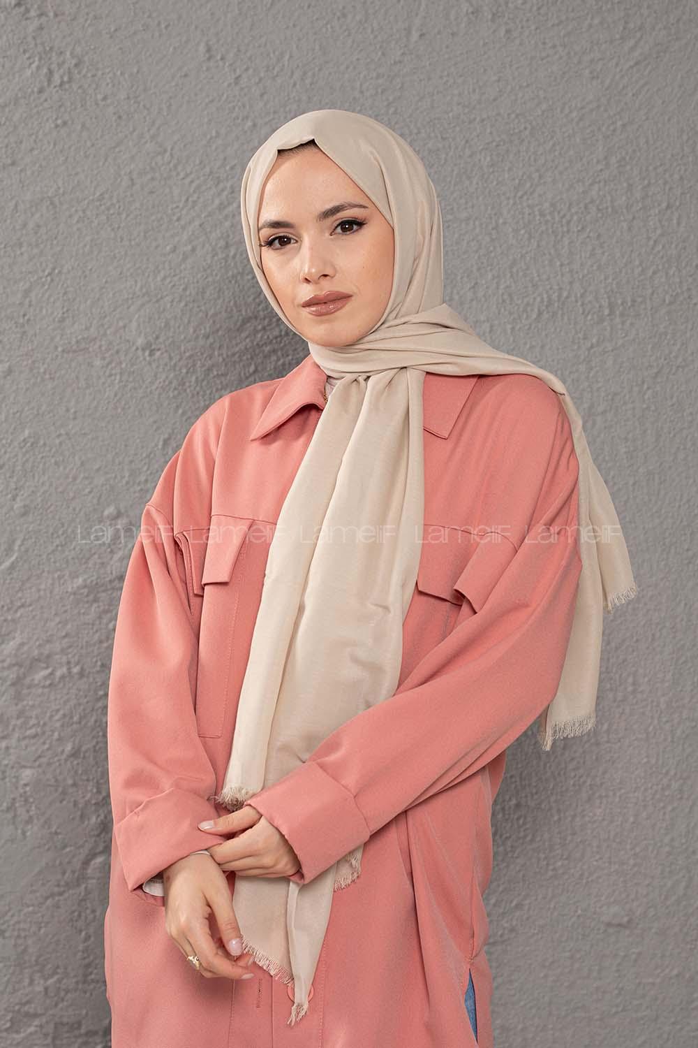 Modalamelif Açık Vizonrengi İnce Keten Şal