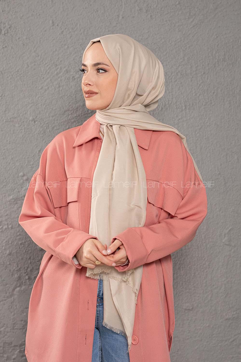 Modalamelif Açık Vizonrengi İnce Keten Şal