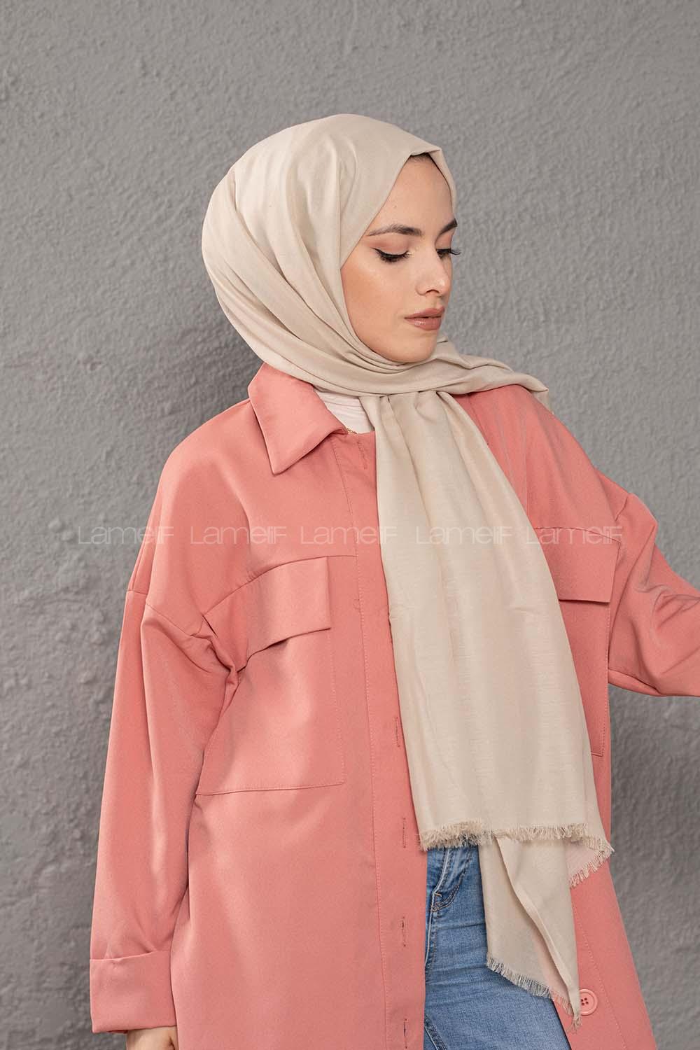 Modalamelif Açık Vizonrengi İnce Keten Şal