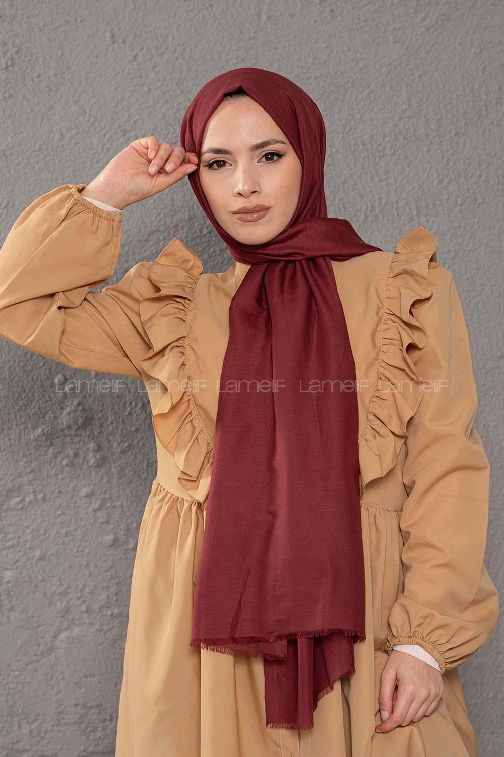 Modalamelif Koyu Mürdüm İnce Keten Şal