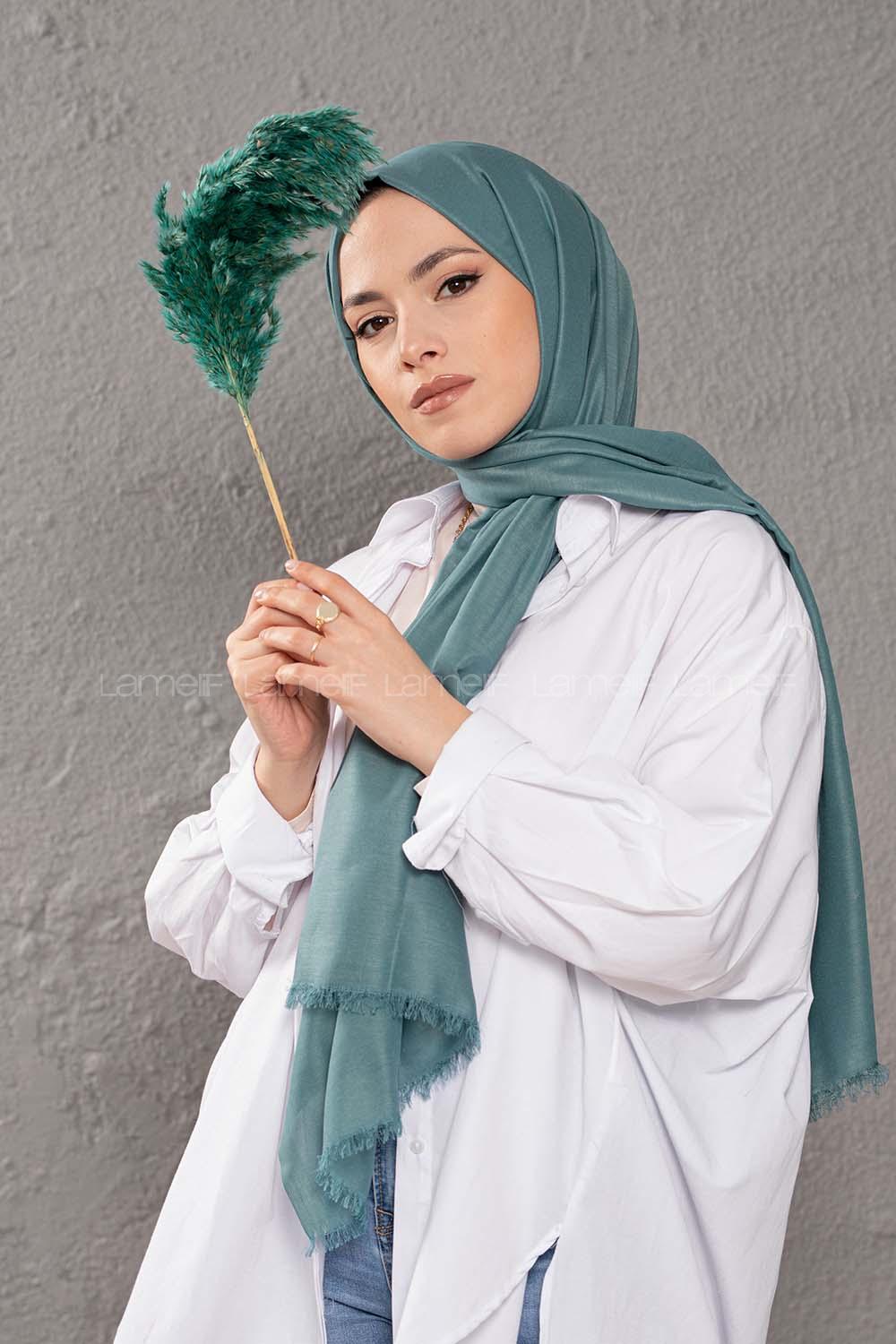 Modalamelif Mint Mavi İnce Keten Şal