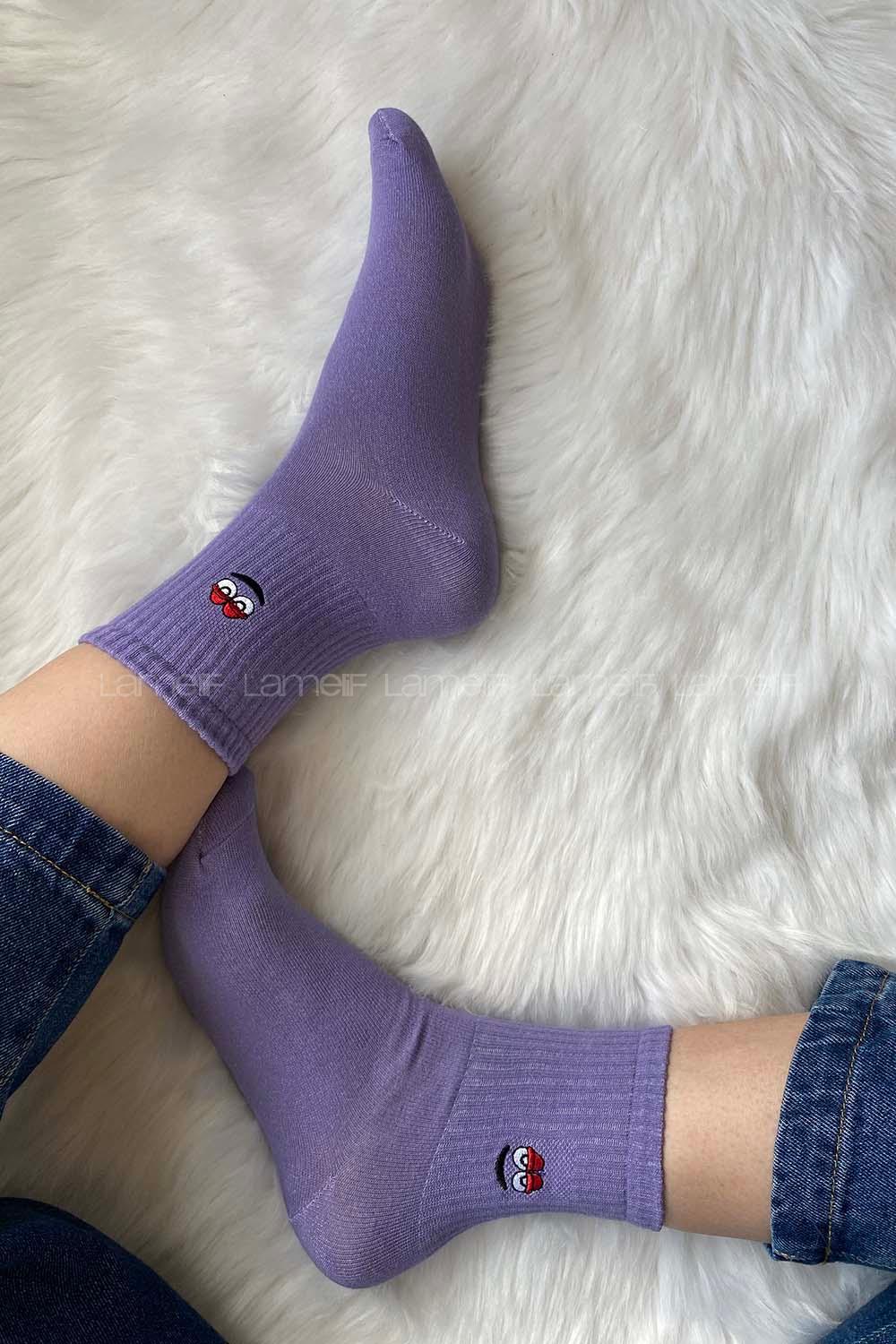 Modalamelif Emojili Soket Çorap Lila