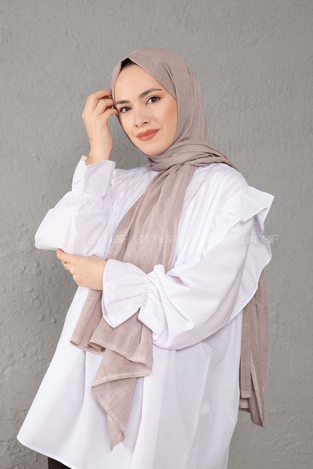 rengi Taşlanmış Pamuk Vual Şal