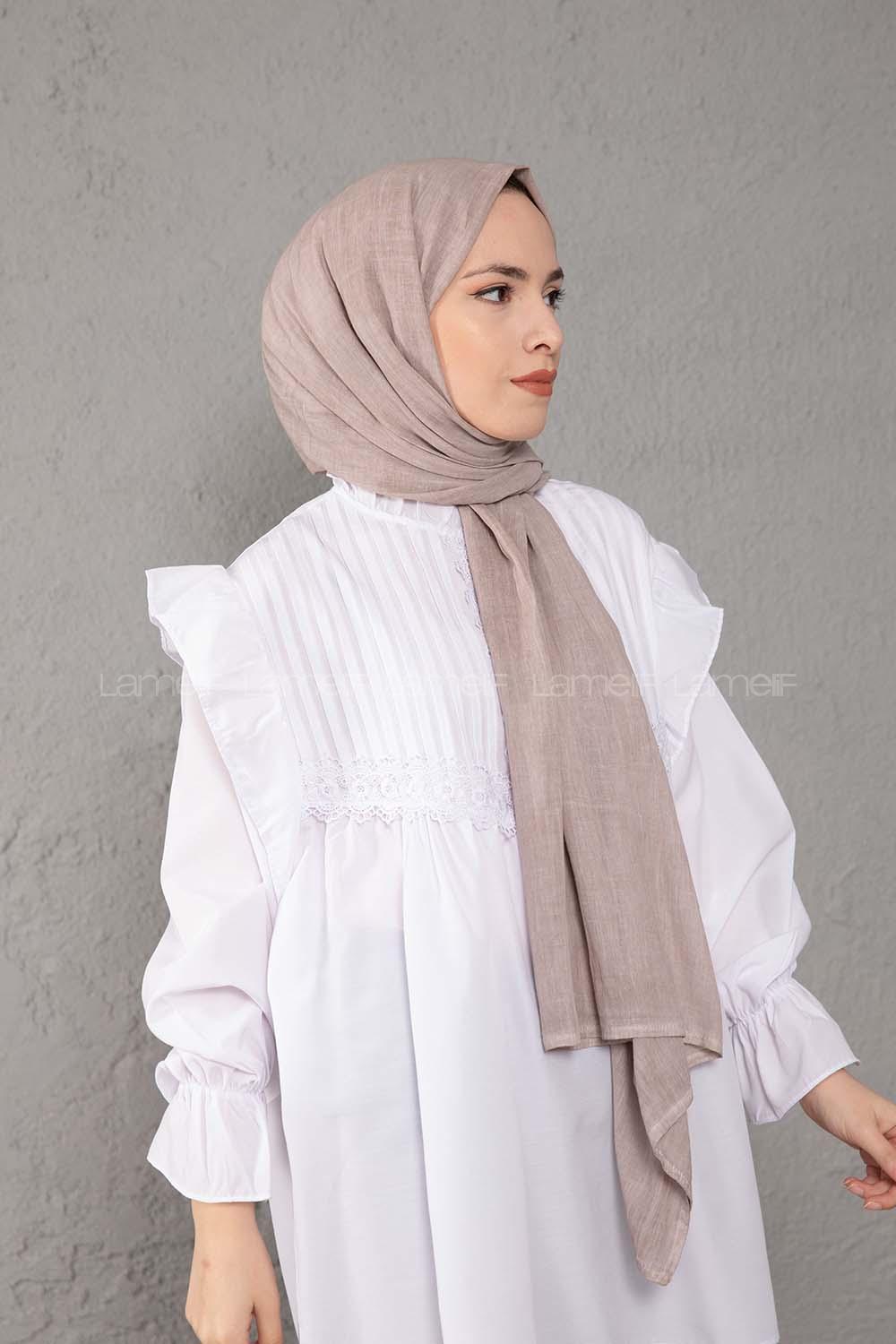 rengi Taşlanmış Pamuk Vual Şal