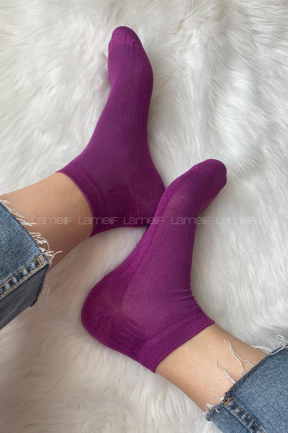 Modalamelif Bambu Patik Çorap Eflatun