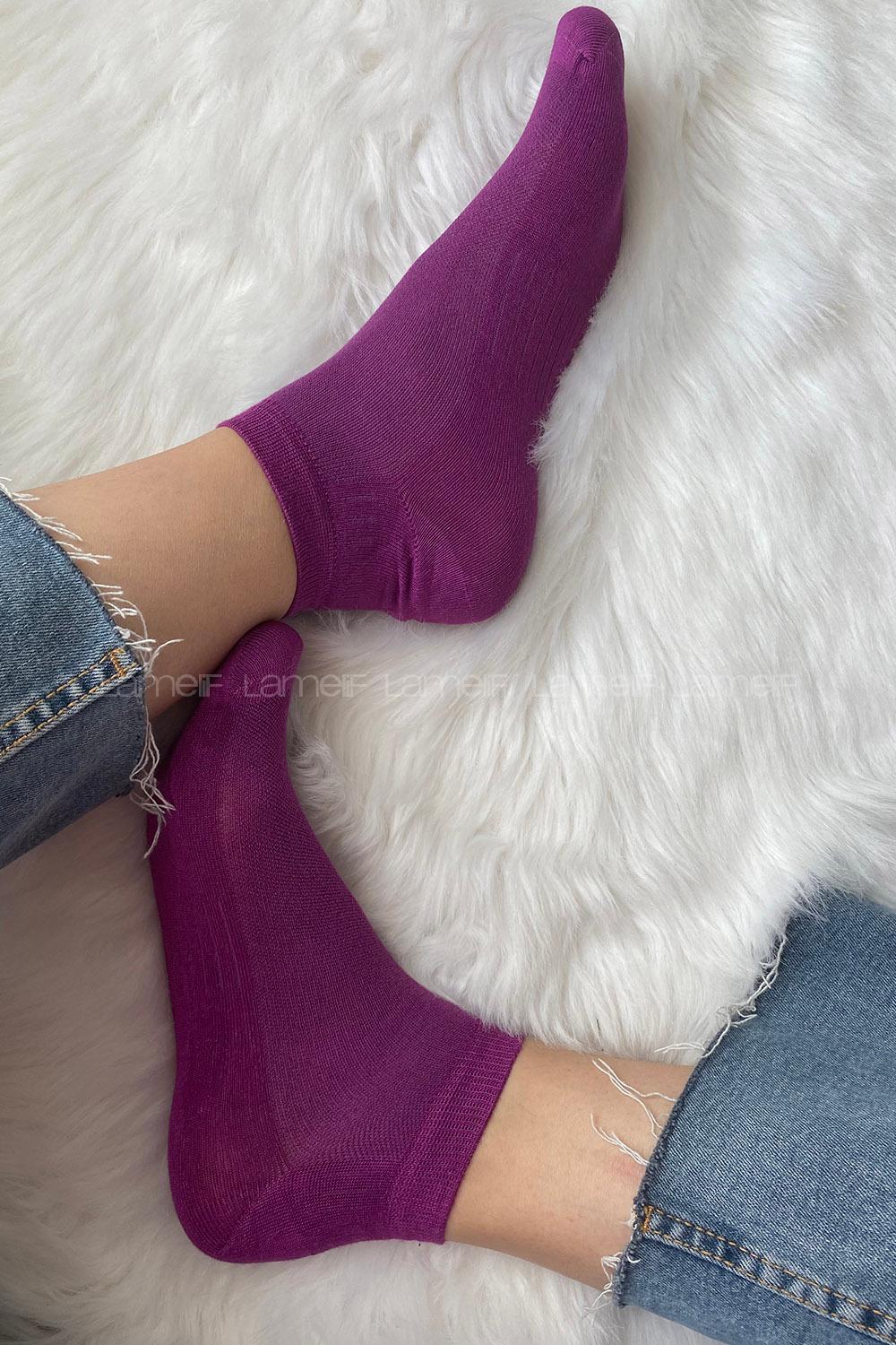 Modalamelif Bambu Patik Çorap Eflatun