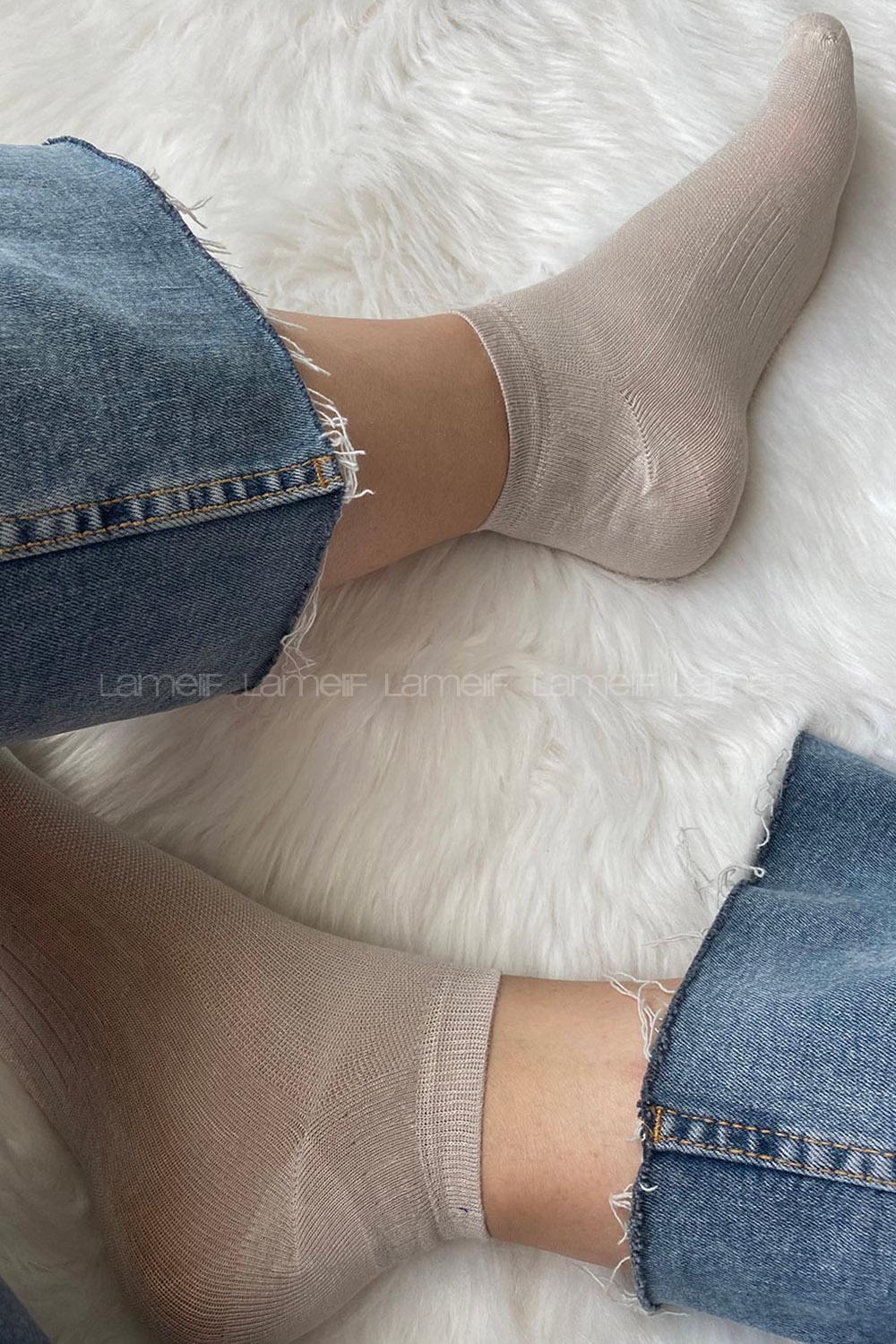 Modalamelif Bambu Patik Çorap Vizonrengi