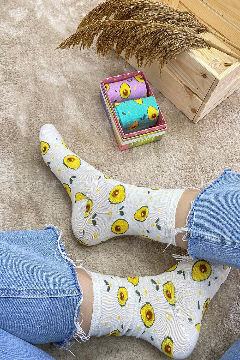 Modalamelif Avakado İşlemeli 3 lü Soket Çorap