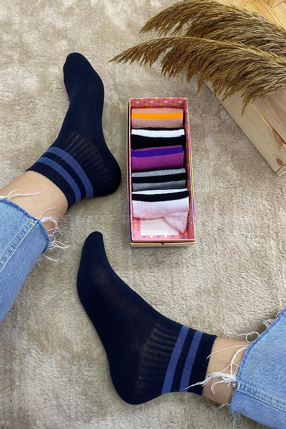 Modalamelif Çizgili Renk Kokulu Soket Çorap 6 lı