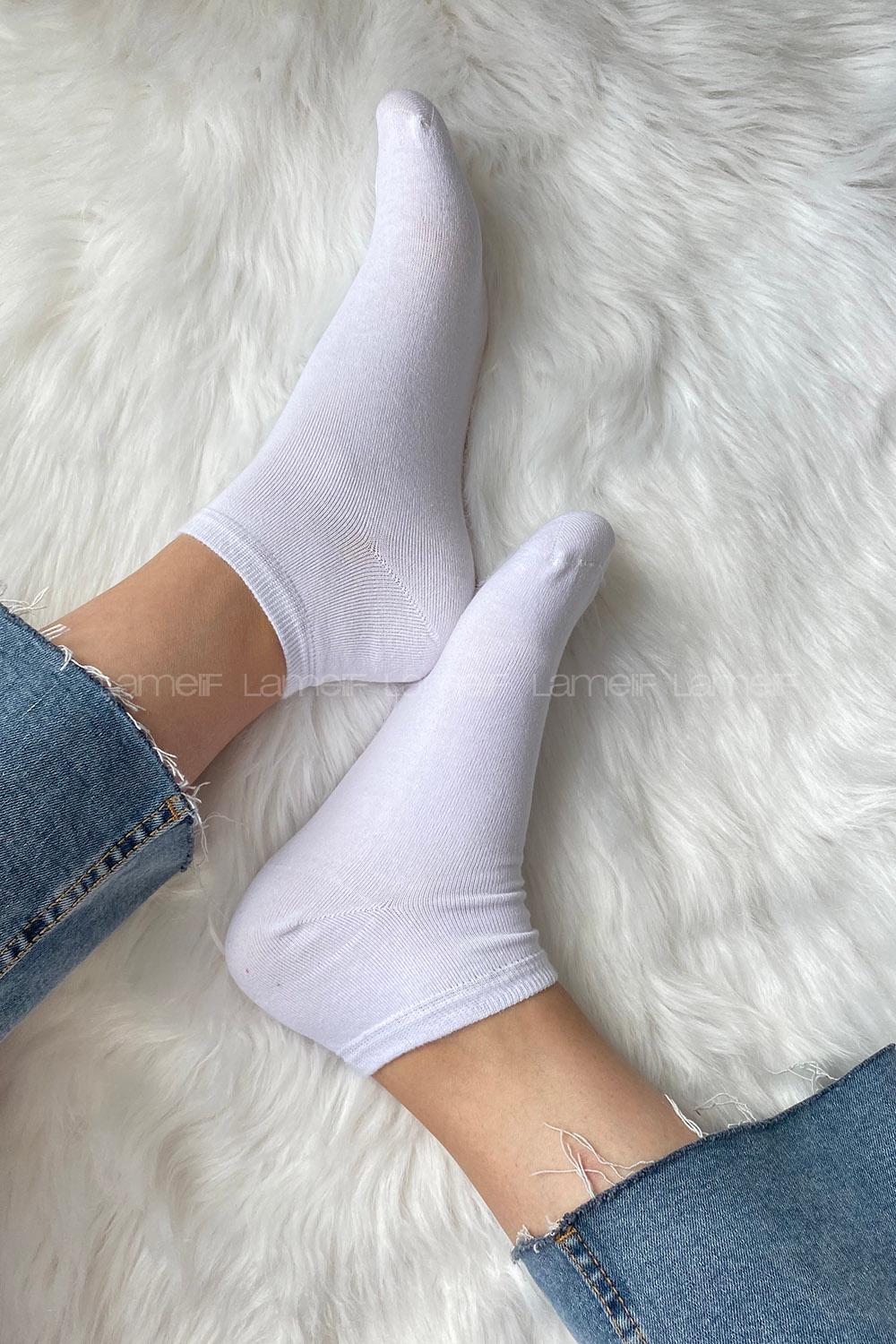 Modalamelif Dikişsiz Patik Çorap Beyaz