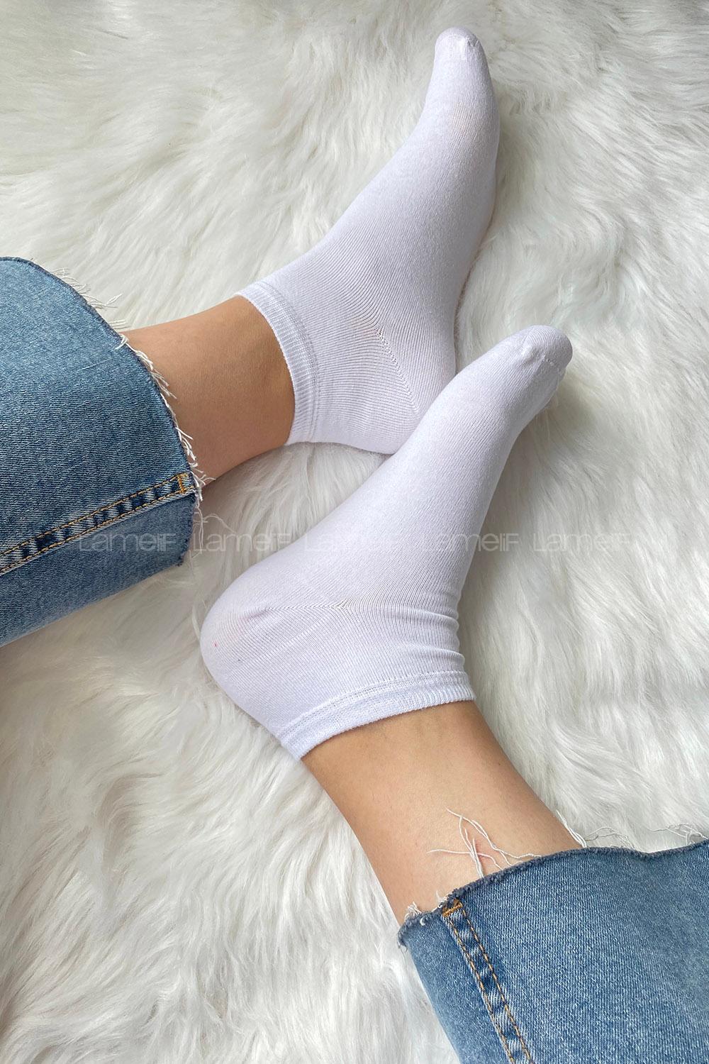 Modalamelif Dikişsiz Patik Çorap Beyaz