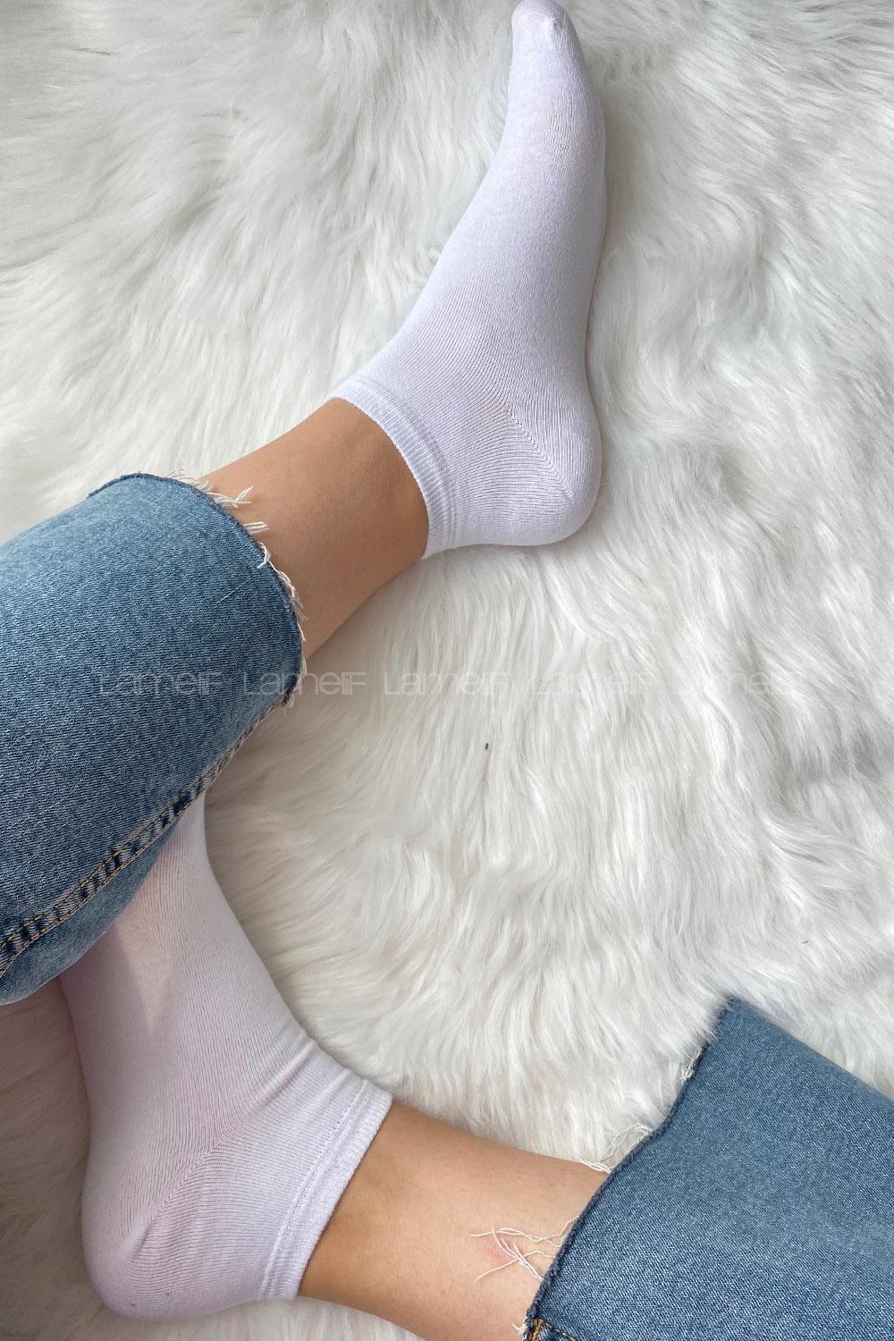 Modalamelif Dikişsiz Patik Çorap Beyaz