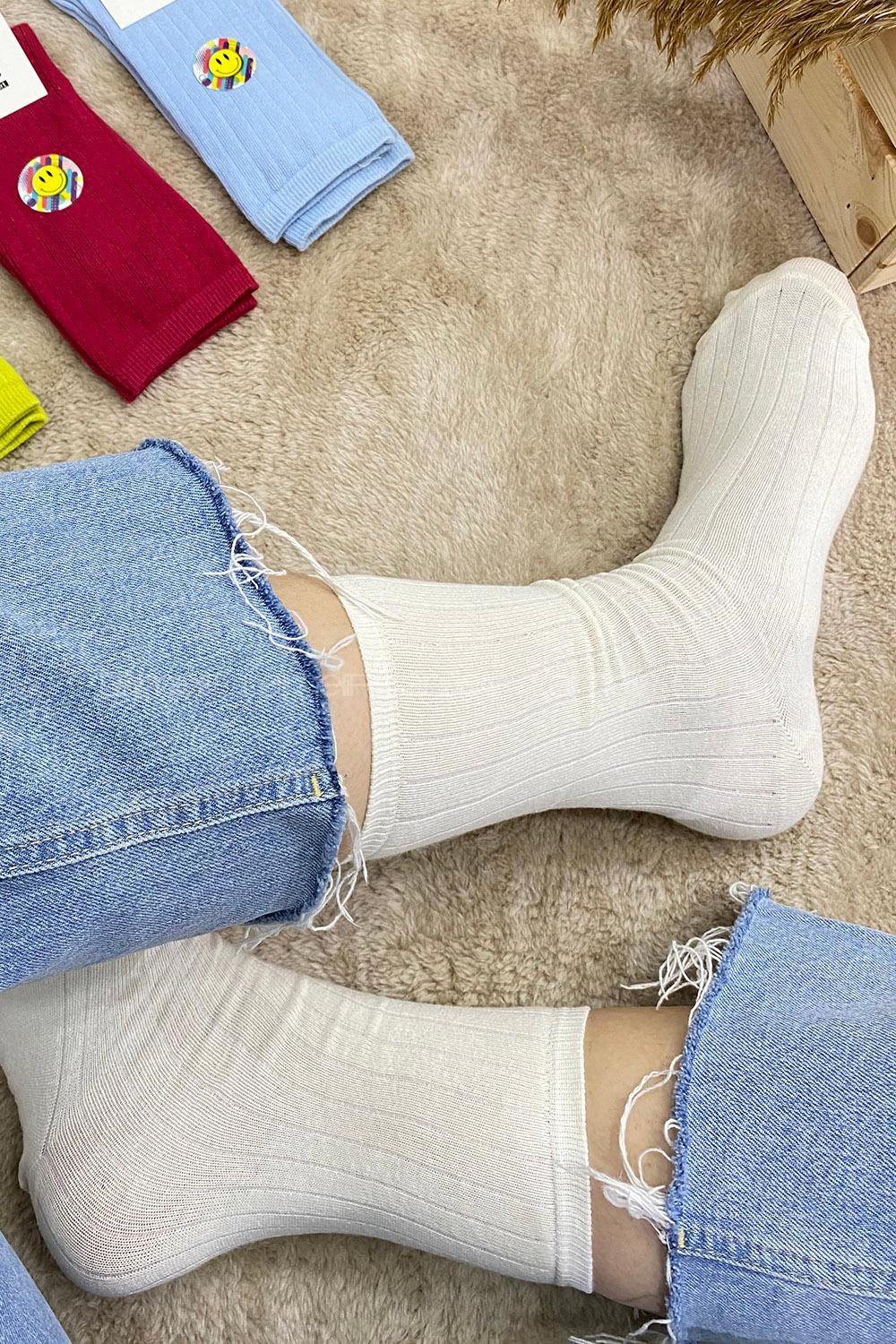 Modalamelif Fitilli Soket Çorap Ekru