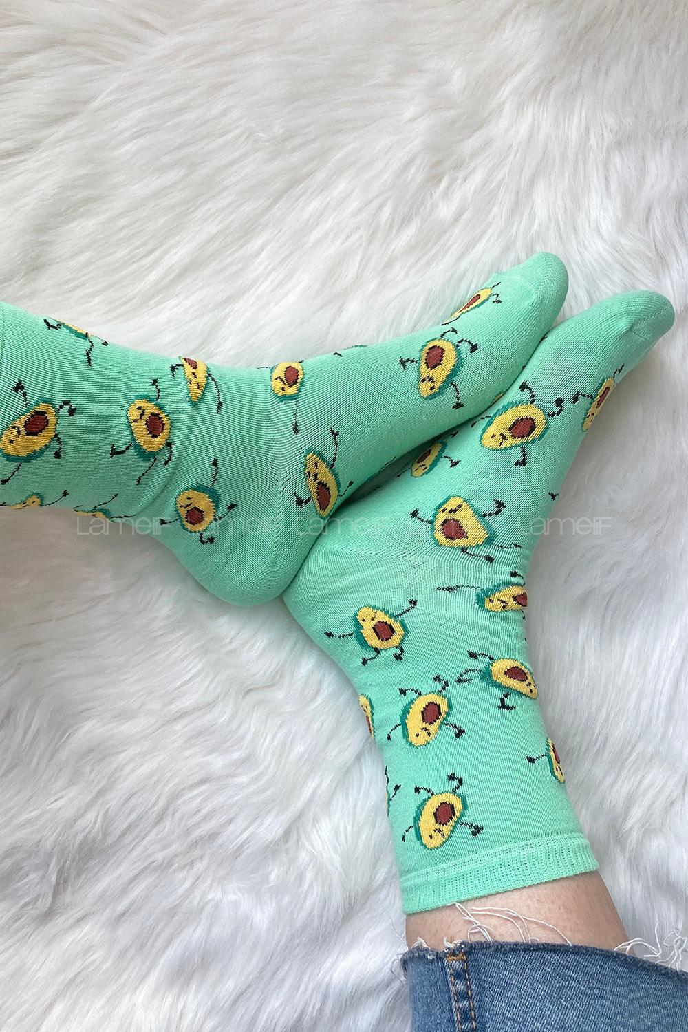 Modalamelif Minik Avakado Baskılı Soket Çorap Yeşil